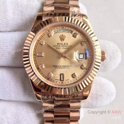 High Quality Copy Rolex Day-Date 40MM Watch MingZhu Movement Rose Gold Dial